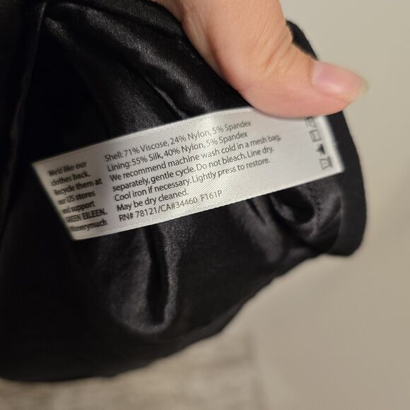 Eileen Fisher Little Black Dress Viscose Silk Blend Minimalist Medium Women - Picture 7 of 11